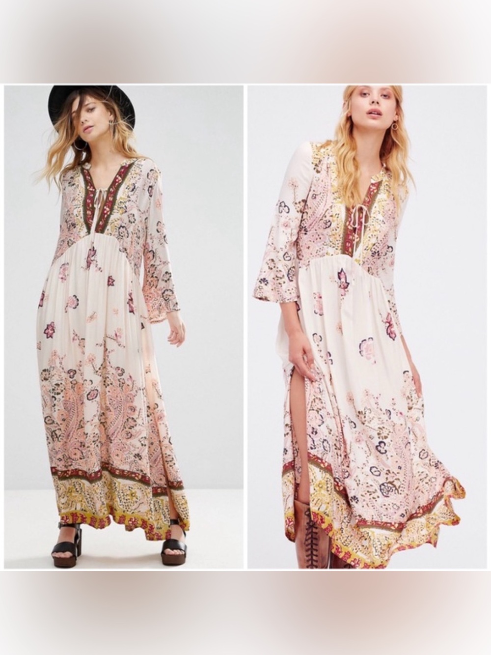 Bohemian Free People Floral Print Maxi Dress - Picture 2 of 8